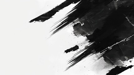 Fototapete - Abstract black ink splatter on white background copy space