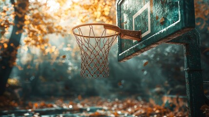 Wall Mural - Basketball Hoop in Autumn Forest