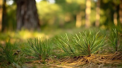 Wall Mural - Pine needles in a forest 