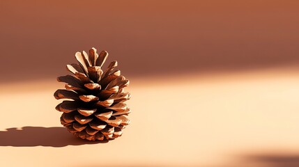 Wall Mural - Minimalist pinecone with soft shadows on a neutral background for nature-inspired designs