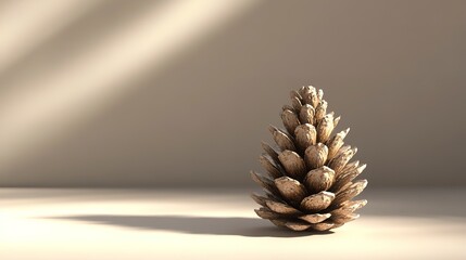 Canvas Print - Minimalist pinecone with soft shadows on a neutral background for nature-inspired designs