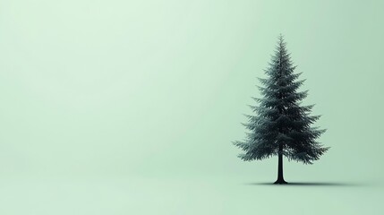 Poster - Minimalist Pine Tree Design Element on Soft Green Background