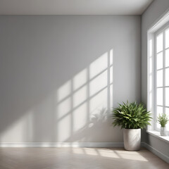 Wall Mural - interior with large window,   white wall