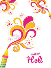 Poster - Floral motif decorated greeting card design for Happy Holi festival celebration.