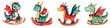 © Totomonk - Colorful and playful dragon illustrations ideal for children's artwork, toys, or nursery decor.