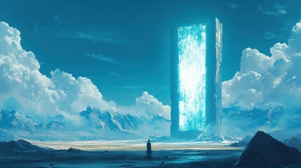 Mysterious Futuristic Portal in a Desolate Landscape