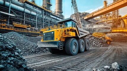 Heavy equipment in use at a large-scale industrial plant