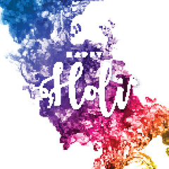 Sticker - Dissolving watercolor effect with stylish text Happy Holi for Indian festival celebration.