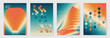 © TWINS DESIGN STUDIO - Collection of 70s color gradient poster background vector. Set of retro wall decoration, groovy, trippy, geometric shape. Vintage hippie wall art for interior, decorative, banner, cover, card.