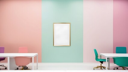 Wall Mural - Frame with an blank space against a modern workspace,