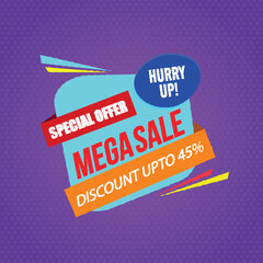 Wall Mural - mega sale poster, banner or flyer design.