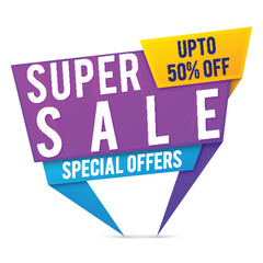 Poster - Super Sale Paper Tag or Banner design.