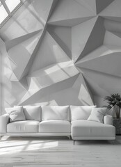 Sticker - Modern geometrical white living room interior with copy space