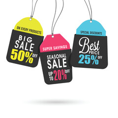 Wall Mural - set of big sale tags or labels design.
