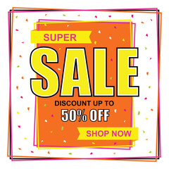 Sticker - Super Sale Poster, Banner or Flyer design.