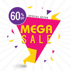 Wall Mural - mega sale paper tag or banner design.
