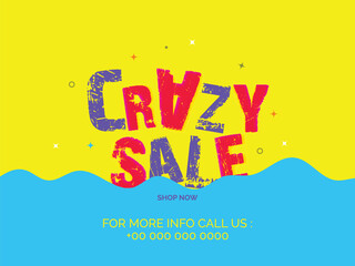 Wall Mural - crazy sale poster, banner or flyer design.
