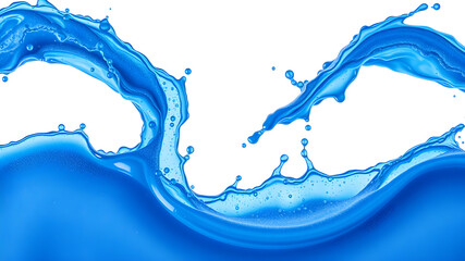 Blue juice splash, isolated on white background. Liquid splash wave, flowing stream of healthy blue smoothie. Generative AI