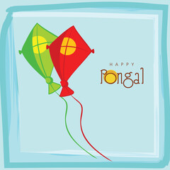 Sticker - Colorful kites for Happy Pongal festival celebrations concept.