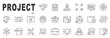 © tutti_frutti - Set of project management related line icons. Report, plan, startup, gear, lightbulb etc. Editable stroke