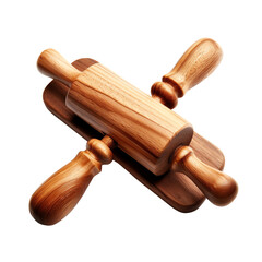 Wooden rolling pins with ergonomic handles, perfect for baking pastries and dough preparation, isolated on white background., transparent background