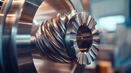 Close-up of cutting tools with polished metal surfaces in a warehouse. Focus on the sharpness and sheen under bright industrial lighting. No people visible.