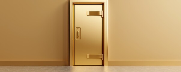 A luxurious golden door set against a sleek, minimalist wall, symbolizing elegance and sophistication in interior design.