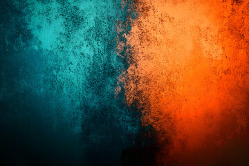 Wall Mural - this image features a teal and orange gradient background with a grainy texture. the color gradient 