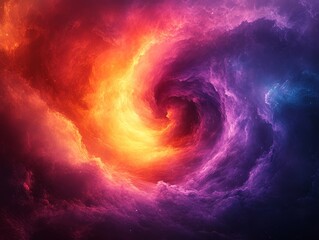Wall Mural - Cosmic Nebula Swirl   Abstract Red  Purple  and Yellow Glowing Galaxy Background