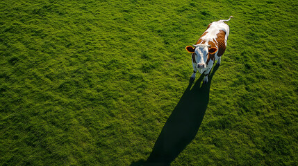 Wall Mural - a white and brown cow 