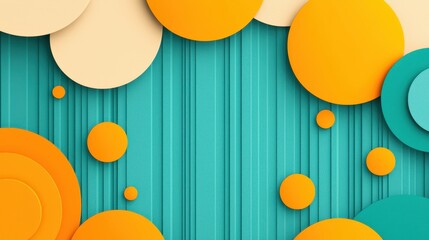 Wall Mural - Abstract teal background with yellow and orange circles