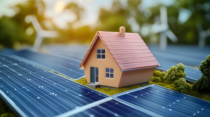 Canvas Print - An illustrative concept of solar energy as a cost-effective and money-saving alternative for reducing electricity bills, highlighting the financial benefits of sustainable power solutions.