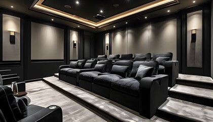 Wall Mural - Opulent Black Home Theater Experience