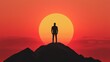 © Flowaiart - Silhouette of a person standing on a hill against a vibrant sunset sky