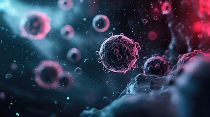 Wall Mural - a detailed representation of microscopic cells, showcasing intricate structures and vibrant colors a
