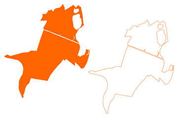 Sticker - Oegstgeest town and municipality (Kingdom of the Netherlands, Holland, South Holland or Zuid-Holland province) map illustration, scribble sketch Kerckwerve, Osgeresgeest, Oestgeest or Oostgeest map