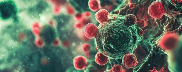 Wall Mural - a stunning close-up view of vibrant cells, showcasing intricate details and colors, ideal for scient