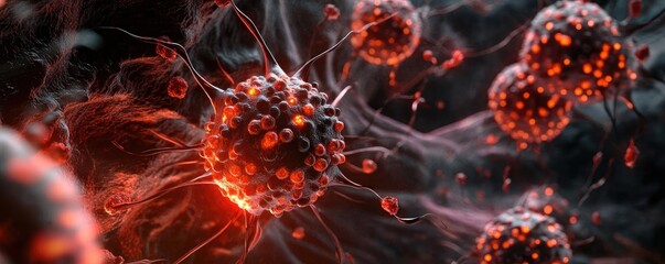 Wall Mural - detailed close-up image of cells showcasing intricate structures and vibrant colors, ideal for educa