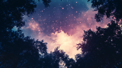 Canvas Print - background tile image of night magic sky palewave, magic