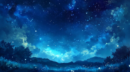 Canvas Print - background tile image of night magic sky palewave, magic