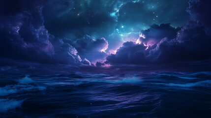 Canvas Print - background tile image of night magic sky palewave, magic