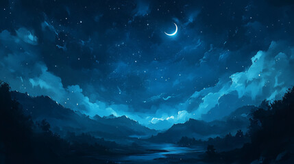 Canvas Print - background tile image of night magic sky palewave, magic