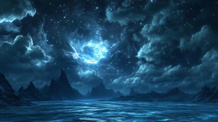 Wall Mural - background tile image of night magic sky palewave, magic