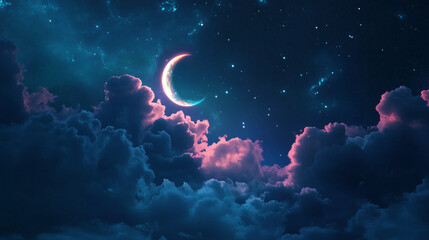 Wall Mural - background tile image of night magic sky palewave, magic