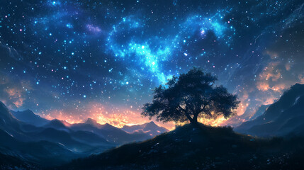 Wall Mural - background tile image of night magic sky palewave, magic