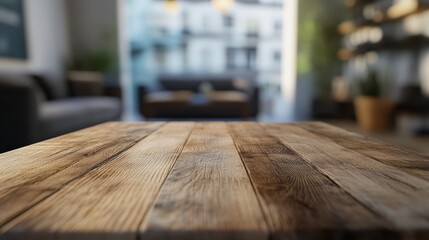 Wall Mural - Rustic Wooden Table in Modern Living Space