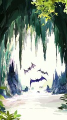 Wall Mural - Bats Flying Out of a Cave