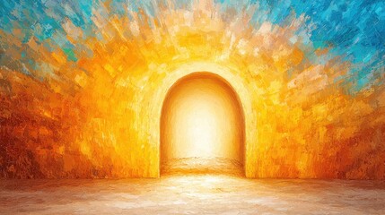 Poster - Golden Archway with Bright Light   Abstract Background