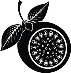 Wall Mural - Passion fruits silhouette icon, vector illustration on white background.