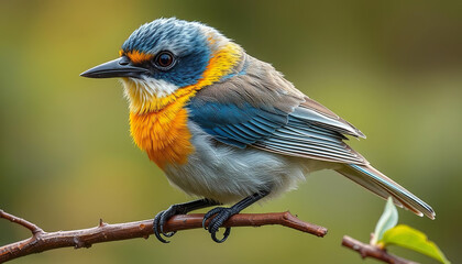 Sticker - A bird is perched on a branch with a flower in its beak